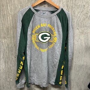 Green Bay Packers Gray and Green Long Sleeve Shirt Large